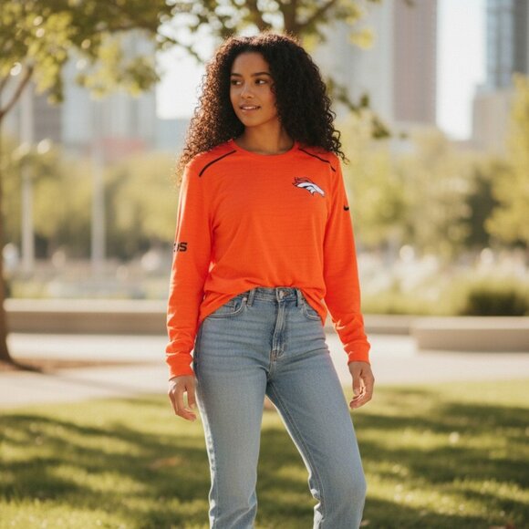 NFL TEAMS BRONCOS NIKE DRI-FIT ORANGE TOP - Picture 2 of 8